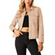 thumbnail image 1 of Chaqueta de ante sintético con cuello de solapa y bolsillos con solapa para mujer INSPIRE CHIC, color rosa albaricoque, talla M, 1 of 7