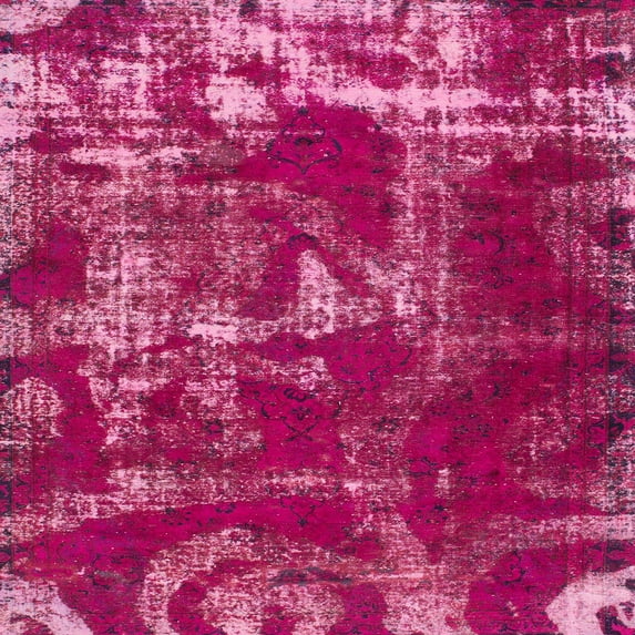 Ahgly Company Machine Washable Indoor Square Abstract Raspberry Red Area Rugs, 6' Square