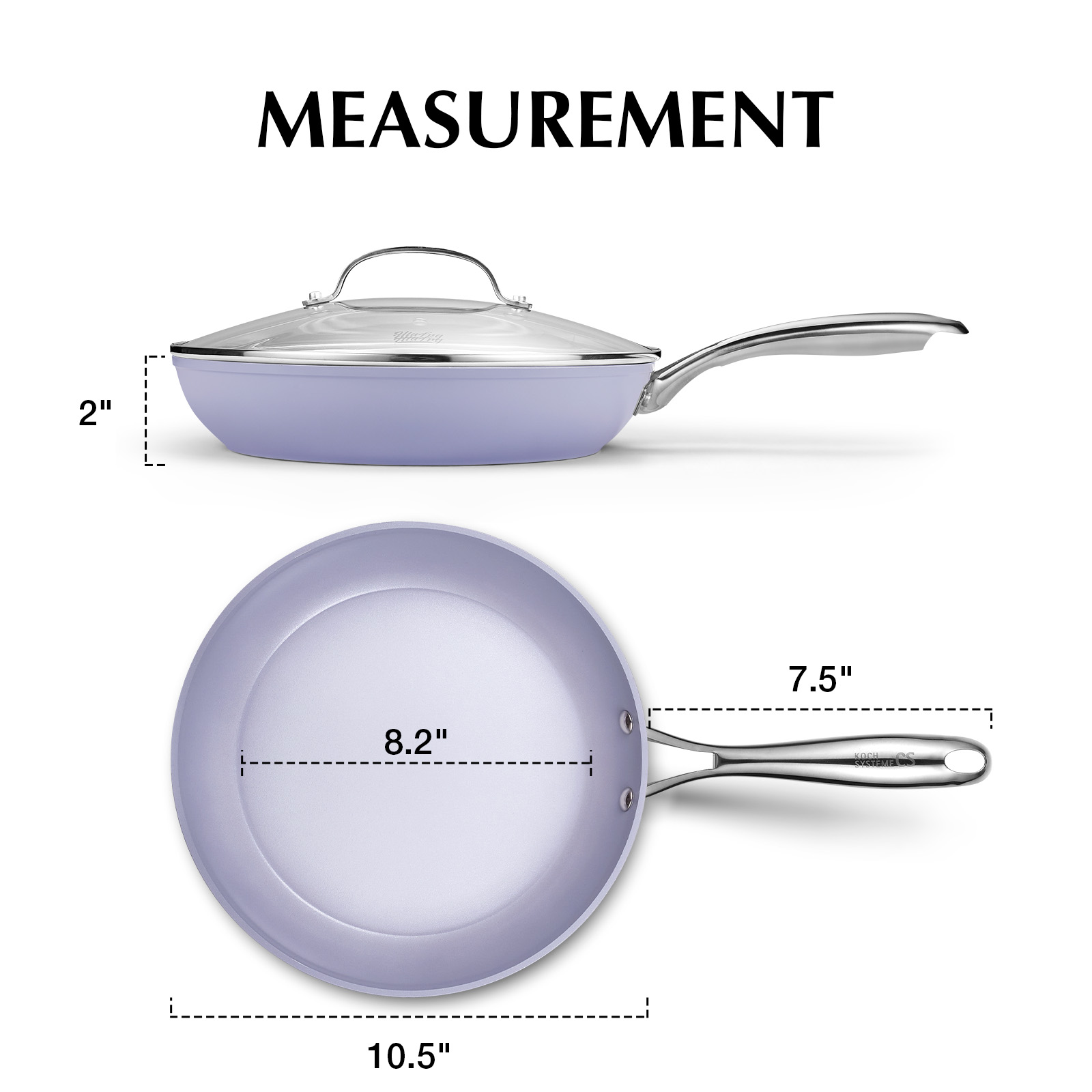 Koch Systeme CS 10 inch Ceramic Nonstick Frying Pan with Lid, Induction Compatible, Gradient Purple