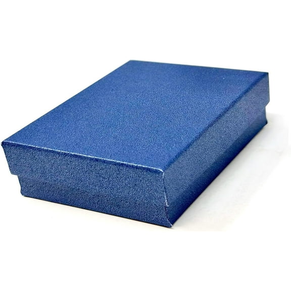 6 Pack Cotton Filled Pearl Blue Color Paper Cardboard Jewelry Necklace Bracelets Watch Gift Packaging and Retail Display Boxes Size-7 1/8" x 5 1/8" x 1 1/8" Inch - by R J Displays