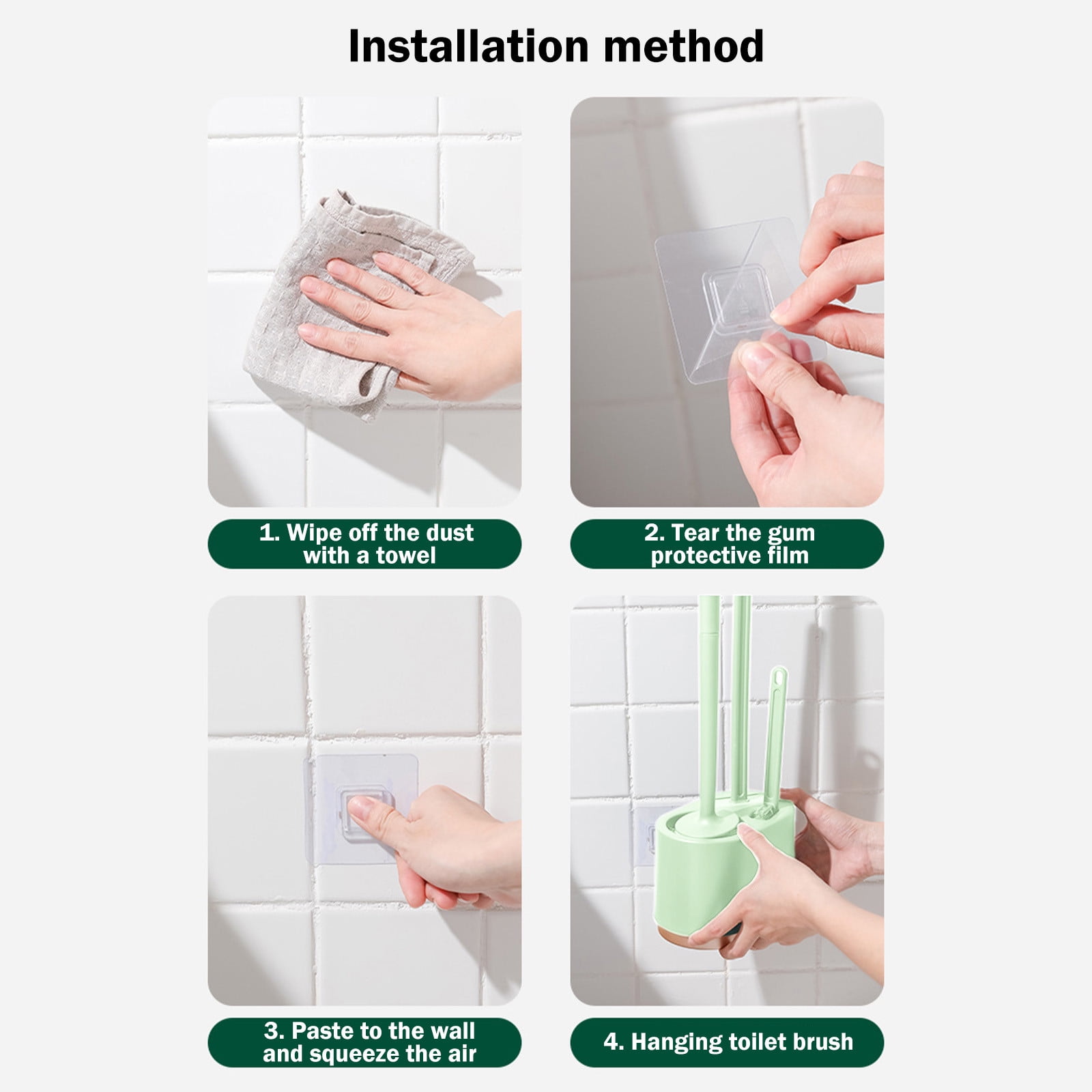 LACKUST Toilet Bowl Brush Cleaner and Caddy Holder Clearance,Toilet Bowl Brush with Strong Bristles Long Brush and Enough Heavy Base for Bathroom,Green