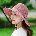 thumbnail image 5 of Noric Women's Wide Brim Sun Hat Floral Crochet Cutout UPF 50+ UV Protection Summer Beach Hat with Flower Bow, 5 of 6