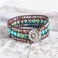 thumbnail image 3 of GHSDFBB Boho Handmade Natural Stone Bead 3 Row Wide Wrap Wrist Statment Bracelet Jewelry Collection, 3 of 7
