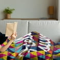 thumbnail image 3 of Hello Summer Soft Flannel Fleece Throw Blanket, Geometrical Tiny Triangles Colorful Cursive and Typographical Composition, Cozy Plush for Indoor and Outdoor Use, 70" x 90", Multicolor, by Ambesonne, 3 of 5