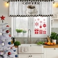 thumbnail image 5 of 2 Pack Vintage Coffee Valances for Windows Bedroom Living Room Window Treatments, Modern Farmhouse Wooden Black Brow Plaid Rod Pocket Valance Drapes Short Kitchen Curtains Over Sink 42"x12", 5 of 8