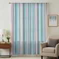 thumbnail image 2 of Colored Stripes Semi Sheer Curtains Drapes for Living Room,Bedroom,French Doors Window 84 Inches Long,Modern Abstract Pink Blue Turquoise Lines Rod Pocket Chiffon Curtain Voile Drapery Panel, 2 of 8