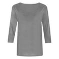 thumbnail image 4 of Casual 3/4 Sleeve Tops for Women Scoop Neck T Shirts Solid Color Summer Fall Spring Loose Tee Tshirts (XL, Gray), 4 of 7