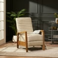 thumbnail image 2 of GDF Studio Neihart Contemporary Channel Stitch Pushback Recliner, Sand Fabric and Teak, 2 of 13
