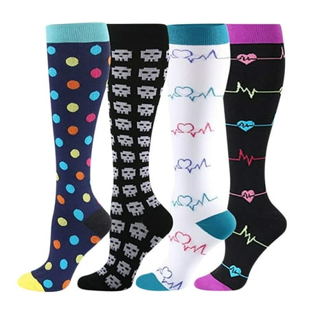 

MIARHB Unisex 4 Pairs Socks Brede Kalf Compressie Sports Socks