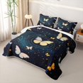 thumbnail image 3 of Manfei Twinkling Butterfly Printed Twin Quilt Set,Cosmic Swirl Print Twin Coverlet Set,Blue Gold,Black Reversible,2-Piece,1 Bedspread and 1 Pillowcase, 3 of 7