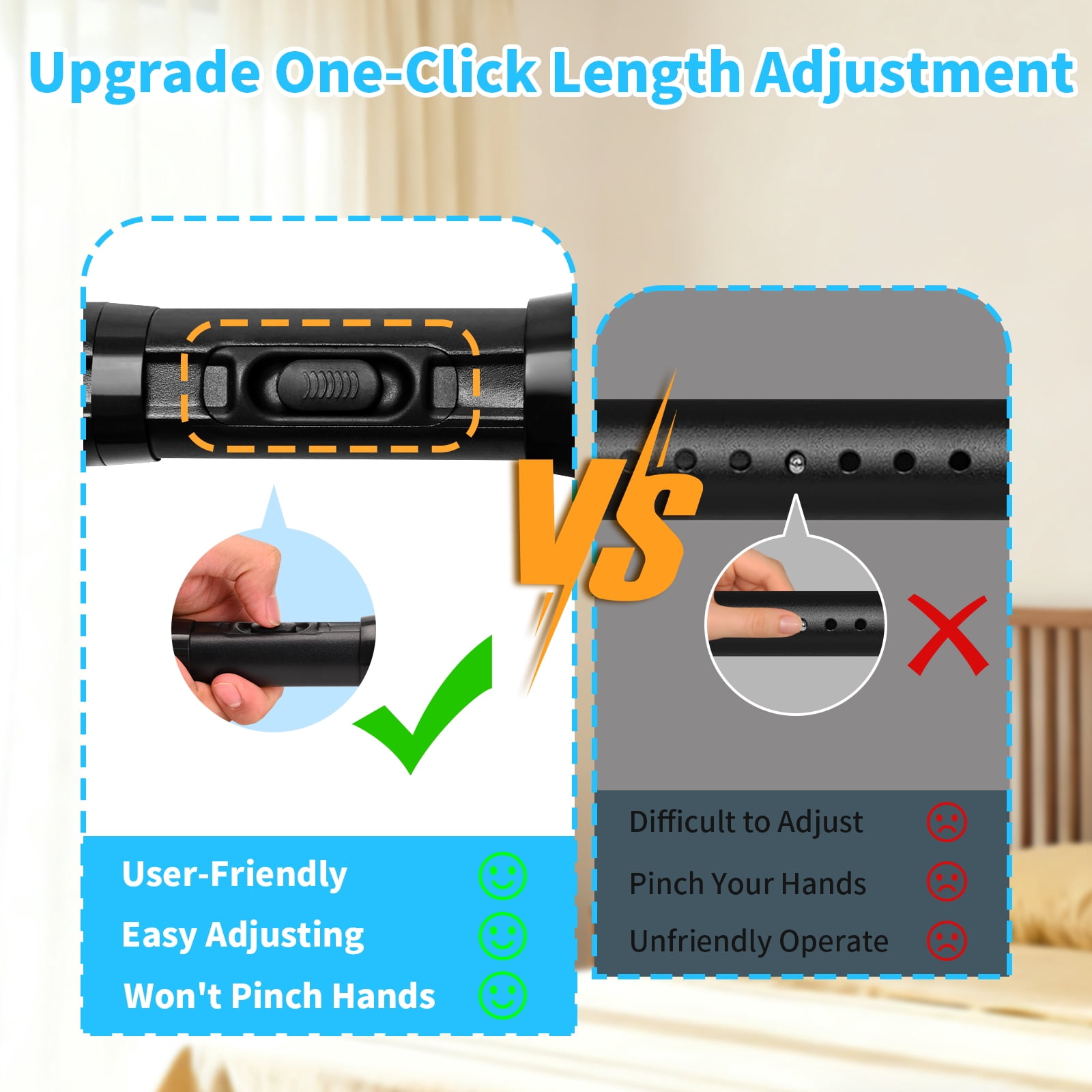 Ktinnead One-Push Tension Curtain Rod,94-122 in Extra Long Curtain Rods No Drill Adjustable Spring Shower Curtain Rod,Rustproof Steel for Window Patio Outdoor Bathroom,Matte Black