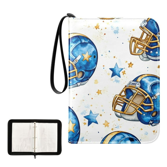 Trading Card Binder Album 400 Pockets 50 Removable 4-Pocket Pages Waterproof Football Helmet with Star