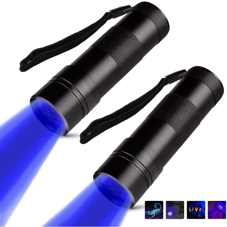Black Light, 2 Pcs UV Handheld Blacklight Flashlights 12 Led 395nm