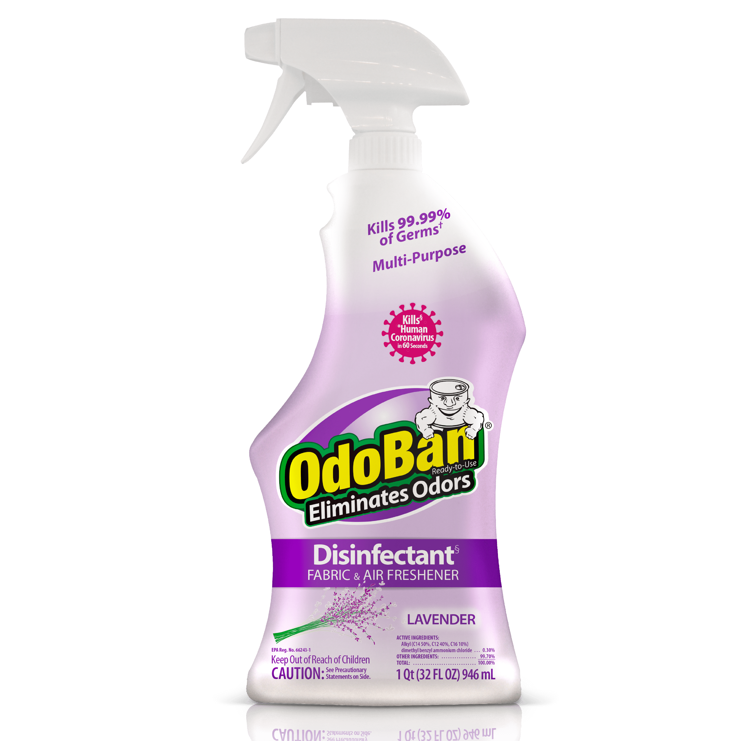 Odor Eliminator, OdoBan Ready-to-Use Disinfectant Fabric and Air Freshener Lavender Scent, 32 Oz Spray