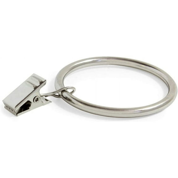 Curtain Rings - Set of 14 Decorative Drapery Rings Curtain Clip Rings with Strong Clips 2" Diameter - Color Brushed Nickel