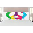 thumbnail image 1 of Groovy Headboard, Digital Peace Dripping Paint Liquid Colors Pacifism Themed Old Movements, Upholstered Decorative Metal Bed Headboard with Memory Foam, King Size, Multicolor, by Ambesonne, 1 of 4