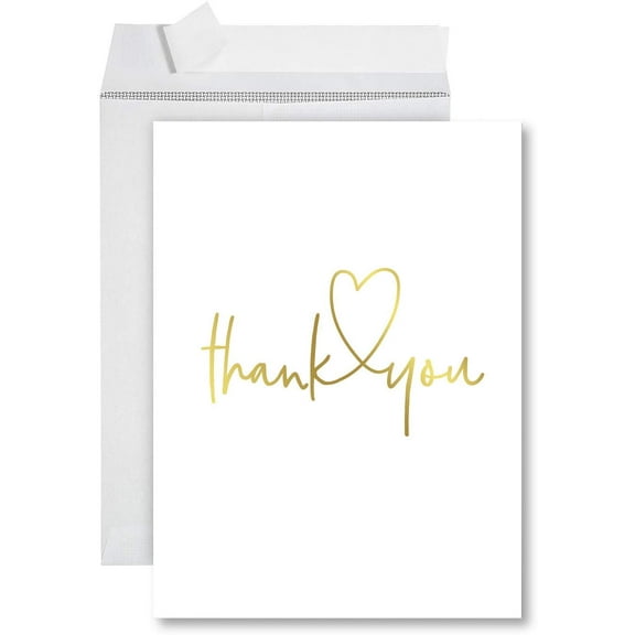 Koyal Wholesale Gold Heart Big Jumbo Thank You Greeting Card with Envelope, 11'' x1"
