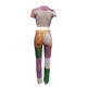 thumbnail image 5 of VISgogo, camisetas y pantalones de manga corta tejidos para mujer, ropa de verano con vendaje frontal en la cintura elástica a juego de colores VISgogo moda, 5 of 6
