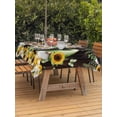 thumbnail image 2 of Outdoor Tablecloth with Umbrella Hole and Zipper, Spring Gnomes Rectangle Table Cloth 60x120 Inch Waterproof Tablecloth, Farmhouse Botanical Sunflowers Wooden Grain Picnic Table Cover for Patio, 2 of 7