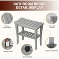 thumbnail image 3 of Bamboo Shower Bench Stool with Storage Shelf, Waterproof Shower Chair Spa Bath Seat, Shower Stool for Inside, Bathroom Bench Seat for Adults Elderly Seniors for Indoor or Outdoor Use(Gray), 3 of 17