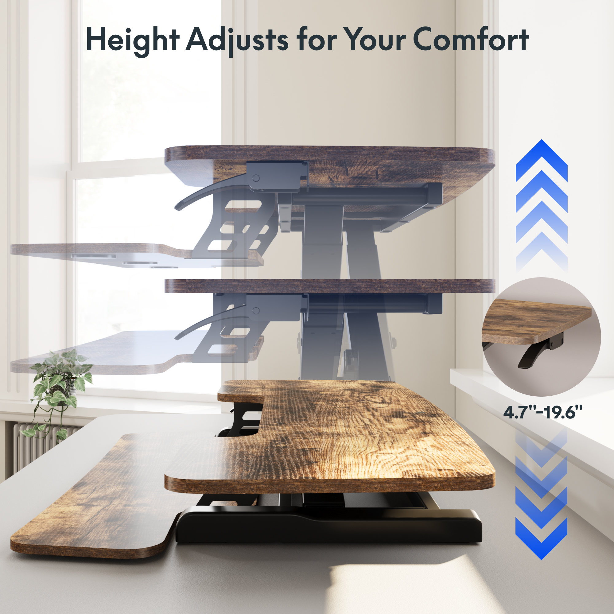 FitStand 42" U-Shape Standing Desk Converter, Walnut photo 5