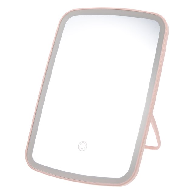 WRISTBIQUE Miroir de Maquillage Rose Pliable à DEL avec Lumière Réglable pour Coiffeuse à Domicile