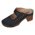 thumbnail image 6 of Mules for Women Bohemian Hollow out Closed Toe Heeled Sandals Summer Casual Slip on Slides Breathable Orthopedic Shoes Black Size 8.5, 6 of 6