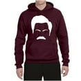 thumbnail image 2 of Wild Bobby, White Parks and Rec Fans Ron Swanson Mustache Face Silhouette, Pop Culture, Unisex Graphic Hoodie Sweatshirt, Maroon, Small, 2 of 4