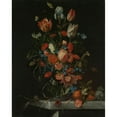 thumbnail image 3 of Ottmar Elliger 12x14 Black Modern Framed Museum Art Print Titled - Still Life with Flowers (1673), 3 of 5