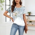 thumbnail image 5 of Roncen Short Sleeve Shirts for Women Pleated Crewneck Cute Blouses Dressy Casual Elegant Tops Loose peasant Summer T-Shirts, 5 of 8