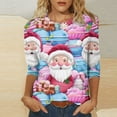 thumbnail image 2 of Darzheoy Christmas Womens Tops Pullover Solid Color Graphic Round Neck 3/4 Sleeve Sweatshirts Comfortable Hoodless Trendy Fall Winter Printed Blouses, 2 of 5