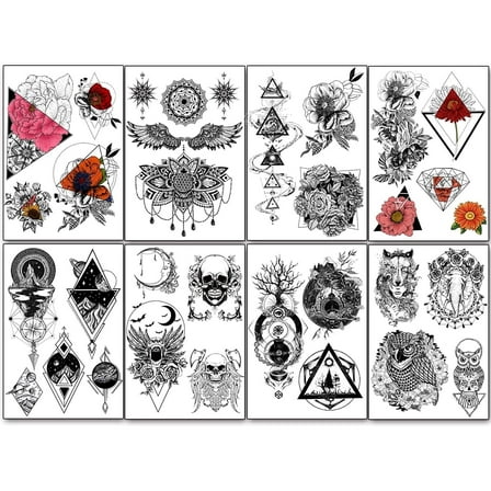 Yazhiji 32 Pieces Fake Tattoo Patterns Totem Flower Rose temporary tattoo stickers for women men boys girls sexy body art big arm tower drawing sunflower