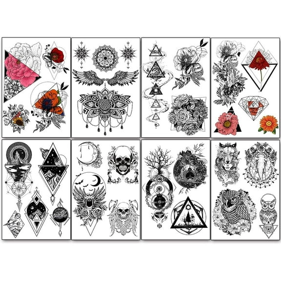 Yazhiji 32 Pieces Fake Tattoo Patterns Totem Flower Rose temporary tattoo stickers for women men boys girls sexy body art big arm tower drawing sunflower