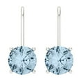 thumbnail image 3 of 4 Ct Round Cut Drop Dangle Blue Crystal 18K White Solid Gold Everyday Dainty Earrings Lever Back, 3 of 7