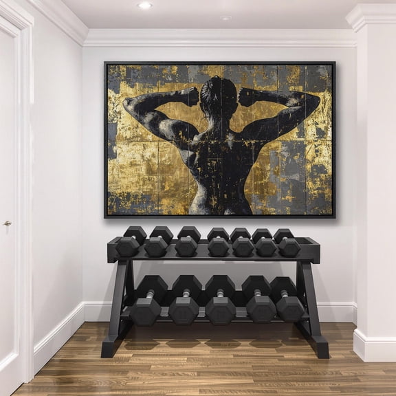 Strong Woman Wall Art, Abstract Fitness Poster, Modern Wall Decor, Bold Sports Poster, Workout Artwork, Ready To Hang, Stretched Canvas Size 8x12