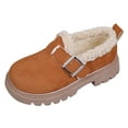 thumbnail image 6 of Dakaela Girl's Loafers Slip on Round Toe Chunky Platform Oxford Fleece Lined Winter School Uniform Dress Shoes for Toddler Little Big Kid Brown 9.5, 6 of 7
