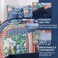 thumbnail image 6 of Navy Patchwork Quilt Set King Size Blue Bedspread Boho Paisley Floral Pattern Quilt Bedding Set, 3 Pieces Navy Bohemian Soft Lightweight Coverlet for All Season 110''x90'', 6 of 8