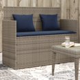 thumbnail image 1 of vidaXL Garden Bench with Cushions Grey Poly Rattan, 1 of 5