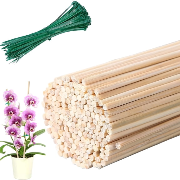 40 Pcs 15.75 Inch Natural Bamboo Plant Stakes, Bexikou Garden Support Stakes with Green Ties for Indoor Outdoor Tomato Vegetables Beans Potted Climbing Plants