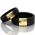 thumbnail image 1 of Rinfit Silicone Rings for Women & Men - Rubber Wedding Bands for Couples - Black & Gold, 1 of 7
