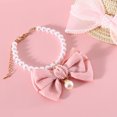 thumbnail image 2 of Collar de gato con perlas, delicado collar para perro con lazo, collar para cachorro, accesorio decorativo para perro, 2 of 7