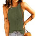 thumbnail image 1 of Camiseta sin mangas de punto para mujer, cuello redondo, Color puro, camisas sin mangas informales de verano para uso diario, 1 of 6