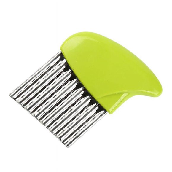 Stainless Steel Potato Slicer - Wavy Crinkle Cutter for Carrots and Veggies (Green)