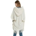 thumbnail image 3 of SWSMCLT Women's Poncho Sweater Soft Ladies High Low Hooded Cape Batwing Sleeve Knit Top Crochet Wrap & Shawl Thermal Fringe Cozy Long Mexican Blanket Hoodie Beige One Size, 3 of 4