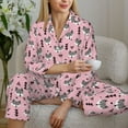 thumbnail image 6 of Yiaed Cute Fox Pink Tree Print Pajamas Women's Long Sleeve Sleepwear Soft Button Down Loungewear Pjs Lounge Set Nightwear Womens Pajama Pants-Medium, 6 of 7