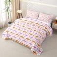 thumbnail image 3 of Manfei Ocean Shark Quilt King, Cartoon Wave Lines King Coverlet Set, Orange Hot Pink, 3 Pieces, 1 Bedspread and 2 Pillowcases, 3 of 7