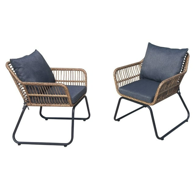 DUKAP Lugano Ensemble de Sièges en Rotin Patio 2 Pièces avec Coussins en Naturel