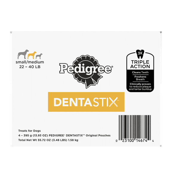 Pedigree Dentastix Original With Real Chicken Small & Medium Breed Dog Treats, 55.72 Oz Bag