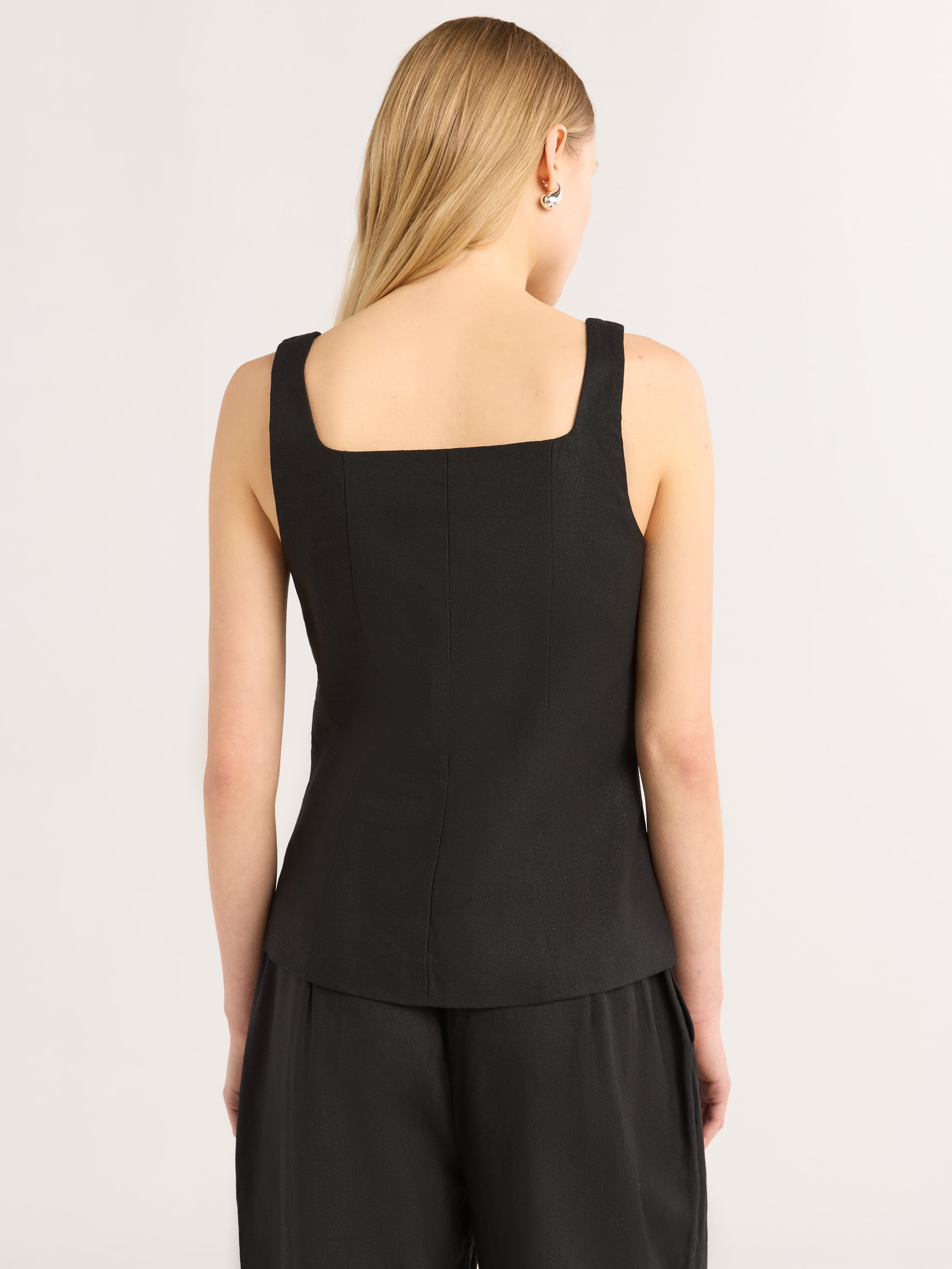 Scoop Women's and Women's Plus Linen Blend Longline Vest, Sizes XS-4X
