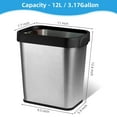 thumbnail image 2 of 3 Pack Stainless Steel Trash Can - 3 Gallon, Open Top, Rectangular Design for Kitchen, Bathroom, Living Room, Office, 2 of 7